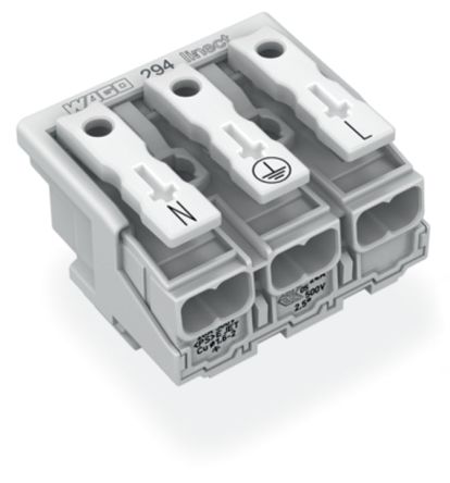 WAGO 294 Series Plug-in Male Lighting Connector Male Push-in, 3-Pole, 16A, 3-Way