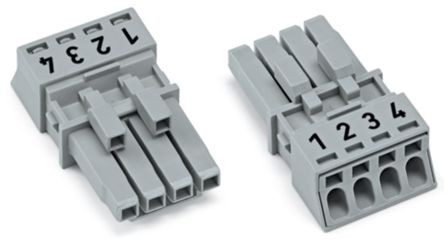 WAGO 890 Series Plug-in Connector Female Cage Clamp, 4-Pole, 16A, 4-Way, IP20, IP40