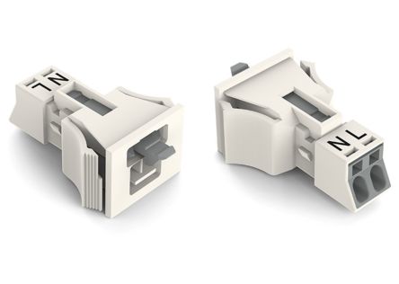 WAGO 890 Series Snap-in Male Lighting Connector Male Cage Clamp, 2-Pole, 16A, 2-Way, IP20, IP40