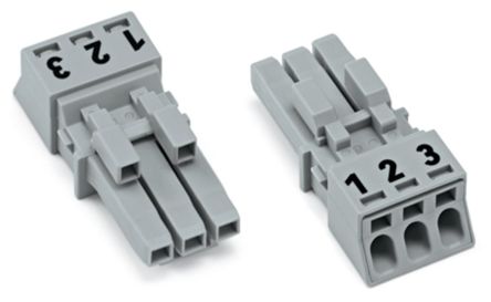 WAGO 890 Series Plug-in Connector Female Push-in, 3-Pole, 16A, 3-Way, IP20, IP40