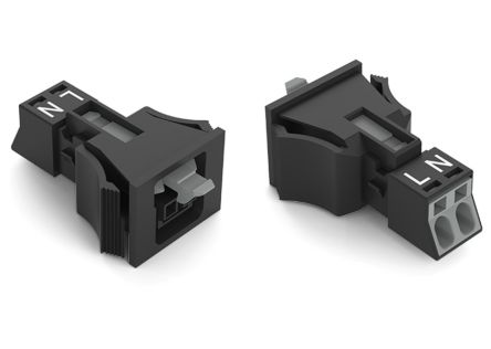 WAGO 890 Series Snap-in Connector Female, 2-Pole, 16A, 2-Way, IP40