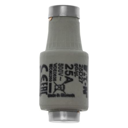 Eaton 25A D2 Bottle Fuse, gG, gL, 500V ac