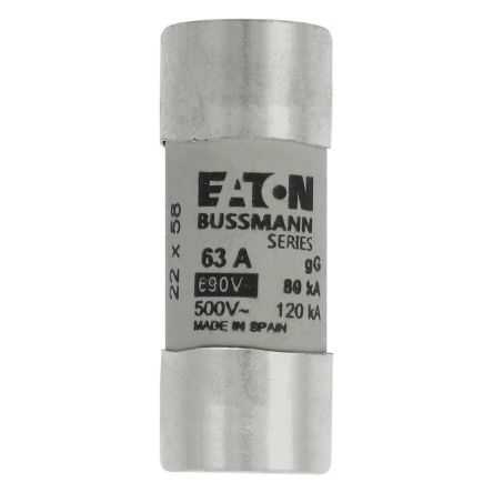 Eaton 63A Cartridge Fuse, 22 x 58 mm