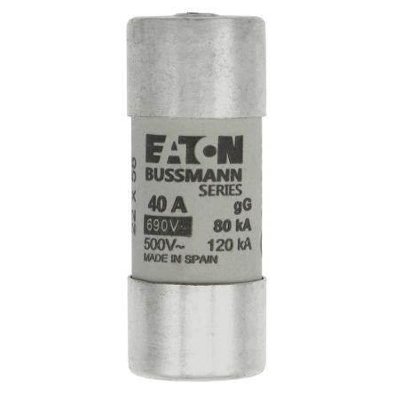 Eaton 40A Cartridge Fuse, 22 x 58 mm