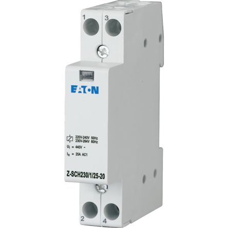 Eaton 1208 Contactor, 230V Coil, 2-Pole, 25 A, 7.2 W, 2 NO, 440V