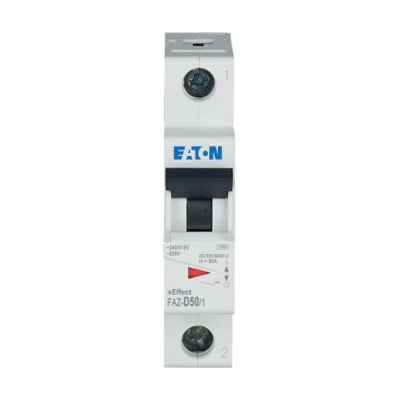 Eaton xEffect FAZ Miniature Circuit Breaker, 1-Pole, 50A, Type D, 400V ac AC, 277 V dc DC, 10 kA Breaking Capacity