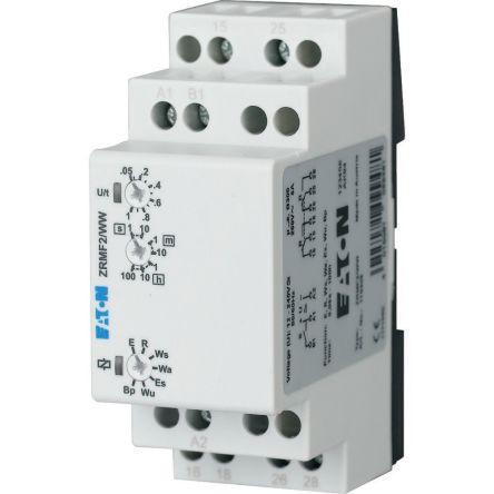 Eaton ZRMF Series DIN Rail Timer Relay, 2-Contact, 24 to 240 V ac/dc 24V ac, 240 V ac, 0.05 to 360000 s, 7-Function,