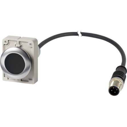 Eaton C30C Series Push Button Switch, Maintained, Cable, 30.5 mm Cutout, 1 NC, Black LED, IP67, IP69K 800 V ac