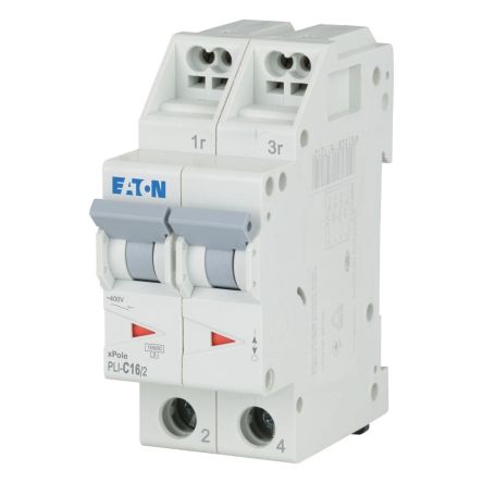 Eaton Eaton Moeller Miniature Circuit Breaker, 2-Pole, 16A, Type C, 400V ac AC, 10 kA Breaking Capacity