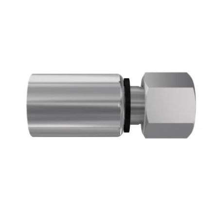Parker, 1CA48-10-4 Chromium Steel Hydraulic Fitting, Female Metric M16 x 1.5, No Skive Crimp Style Hose Connection 6.4mm