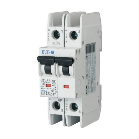 Eaton xEffect FAZ Miniature Circuit Breaker, 2-Pole, 3A, Type C, 415V ac AC, 60 V dc DC, 10 kA Breaking Capacity