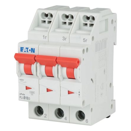 Eaton Eaton Moeller Miniature Circuit Breaker, 3-Pole, 10A, Type B, 400V ac AC, 10 kA Breaking Capacity