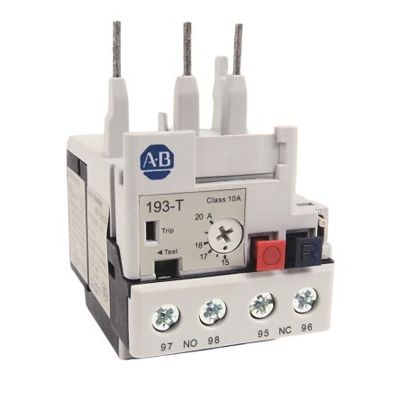 Allen Bradley, 193-T1 Overload Relay, 15A, 20 A F.L.C, 2mA Contact Rating, 12 W, 15V