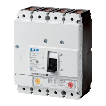 Eaton, NZM, NZM Molded Case Circuit Breaker 4-Pole 125A, Breaking Capacity 18.5 kA, Fixed