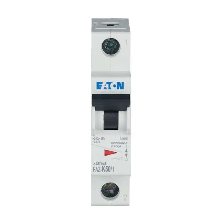 Eaton xEffect FAZ Miniature Circuit Breaker, 1-Pole, 50A, Type K, 230V ac AC, 48 V dc DC, 10 kA Breaking Capacity