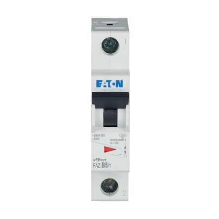Eaton xEffect FAZ Miniature Circuit Breaker, 1-Pole, 5A, Type B, 230V ac AC, 48 V dc DC, 10 kA Breaking Capacity