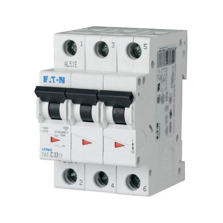 Eaton xEffect FAZ Miniature Circuit Breaker, 3-Pole, 1.6A, Type D, 400V ac AC, 10 kA Breaking Capacity
