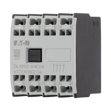 Eaton Auxiliary Contact, 4 Contact, 4 NC, Front, 10 A, 440V, 278048 DILM150-XHIC04