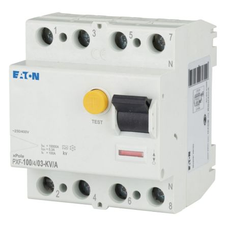 Eaton PXF Series Residual Current Circuit Breaker, 100A, 4-Pole, 300 mA, Type A 400V ac