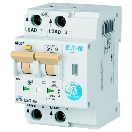 Eaton Residual Current Circuit Breaker with Overload Protection, 10kA Current Rating, 2-Pole, Type B, AFDD Range, xPole