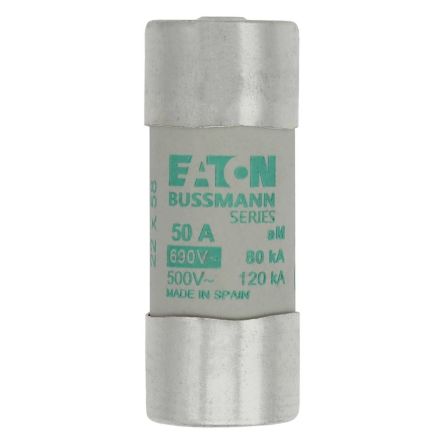 Eaton 50A Ceramic Cartridge Fuse, 22 x 58 mm