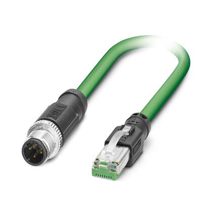 Phoenix Contact, 10 m Cat5 Ethernet Cable, Green M12 to Male RJ45 Polyurethane Sheath, Shielded