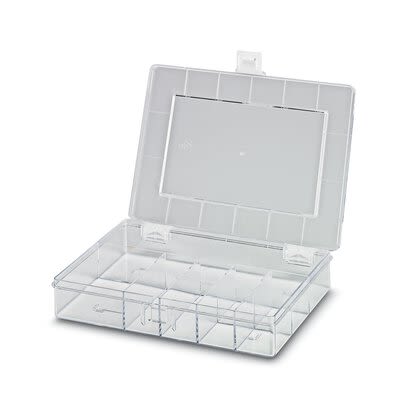 Phoenix Contact 8 Cell Transparent Polystyrene Compartment Box, 46 mm x 250mm x 170 mm
