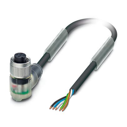 Phoenix Contact Free Cable End to Female 5 way Angled Socket M12, Angled Socket M12 Actuator/Sensor Cable, 3 m