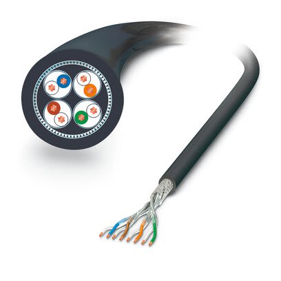 Phoenix Contact 14235 Series Data Cable, 4 Pairs, 0.14 mm², 100 m, Black Sheath PEX