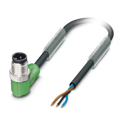 Phoenix Contact Male 3 way M12, Right Angle to Straight Sensor Actuator Cable, 1.5 m