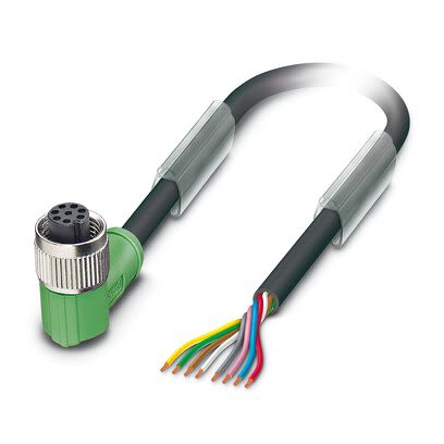 Phoenix Contact Free Cable End to Female 8 way Angled Socket M12, Angled Socket M12 Sensor Actuator Cable, 3 m