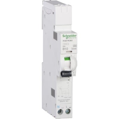 Schneider Electric Residual Current Circuit Breaker with Overload Protection, 10A Current Rating, 1-Pole, 30 mA Trip