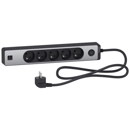 Schneider Electric 1.5 m 5 Socket USB Type A Extension Lead, 250V, IP44