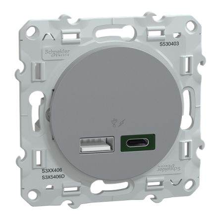 Schneider Electric Straight, Flush Female- 2 Port IP20 USB Connector