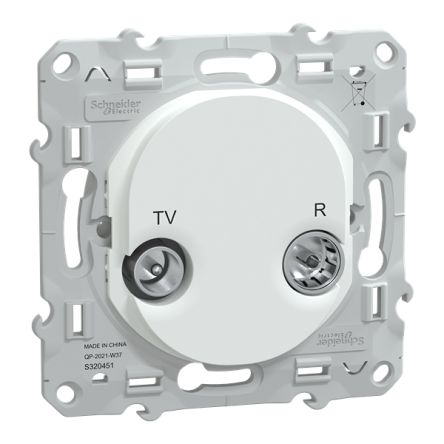 Schneider Electric Type F, Female IEC 9.52 mm, Male IEC 9.52 mm White Male 1 Outlet Socket, Flush