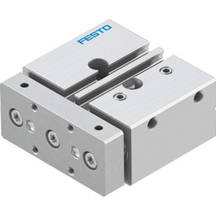 Festo Pneumatic Guided Cylinder - DFM-12-10-P-A-GF-F1A 12 mm Bore, DFM Series, 10 mm Double Acting Acting