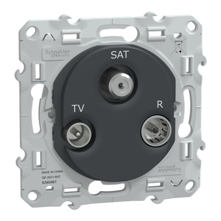 Schneider Electric Male IEC 9.52 mm, Type F, Female IEC 9.52 mm Anthracite Male 1 Outlet Socket, Flush