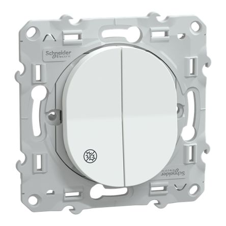 Schneider Electric White, 2 Way Rocker Light Switch, 2 Gang, Ovalis C