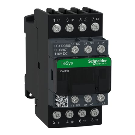 Schneider Electric LC1D Contactor, 440V Coil, 4-Pole, 40 A, 4 W 110V, 2 NO/2 NC, 110V