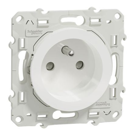Schneider Electric Odace 2011 White Plug Socket, 16A, French 2P