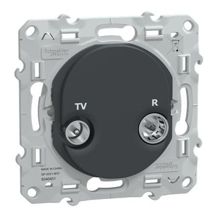 Schneider Electric Male IEC 9.52 mm, Female IEC 9.52 mm, Type F Anthracite Male 1 Outlet Socket, Flush