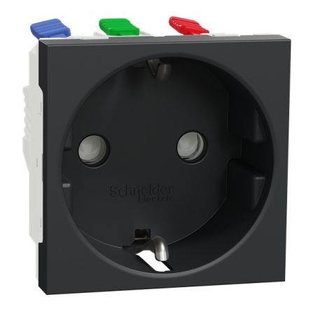 Schneider Electric New Unica Black, White Plug Socket, 16A, Schuko