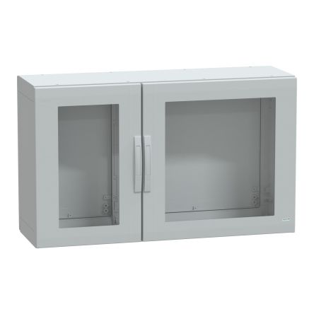 Schneider Electric PanelSeT Series Fibreglass Double Reinforced Polyester 2-Door Floor Standing Enclosure, Transparent