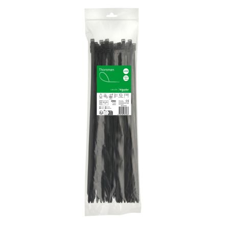 Schneider Electric Cable Tie, Cable Tie, 380 mm x 7.6mm, Black Polyamide 66