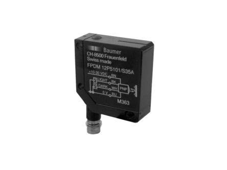 Baumer Retroreflective Photoelectric Sensor, Rectangular Sensor