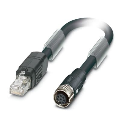 Phoenix Contact M12, RJ45, 1.5 m Cat5 Cable, Black Screened Polyvinyl Chloride Sheath