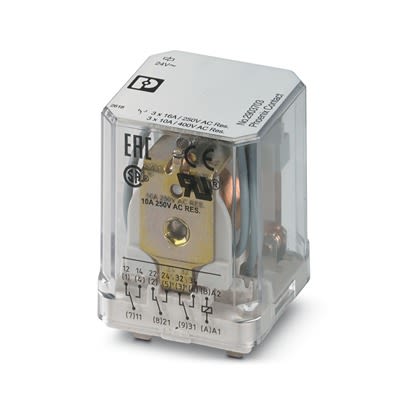 Phoenix Contact DIN Rail Relay, 24V ac Coil, 10mA Switching Current, 3PDT