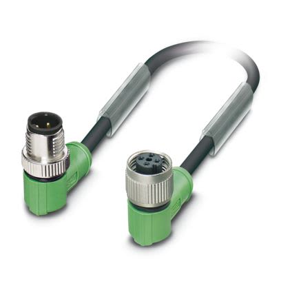 Phoenix Contact Male 4 way M12, Right Angle to Female 4 way Angled Socket M12 SPEEDCON Sensor Actuator Cable, 7.5 m