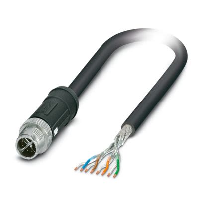 Phoenix Contact Free Ends, M12, 10 m Ethernet Cable, Black Screened Polyethylene Sheath