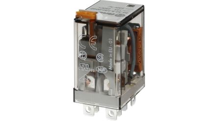 Finder DIN Rail Power Relay, 24V Coil, 12A Switching Current, DPDT